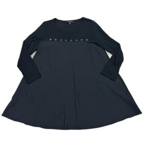 Jason Comfy USA Tunic Top Womens XS Stretch Black Lagenlook J104 USA